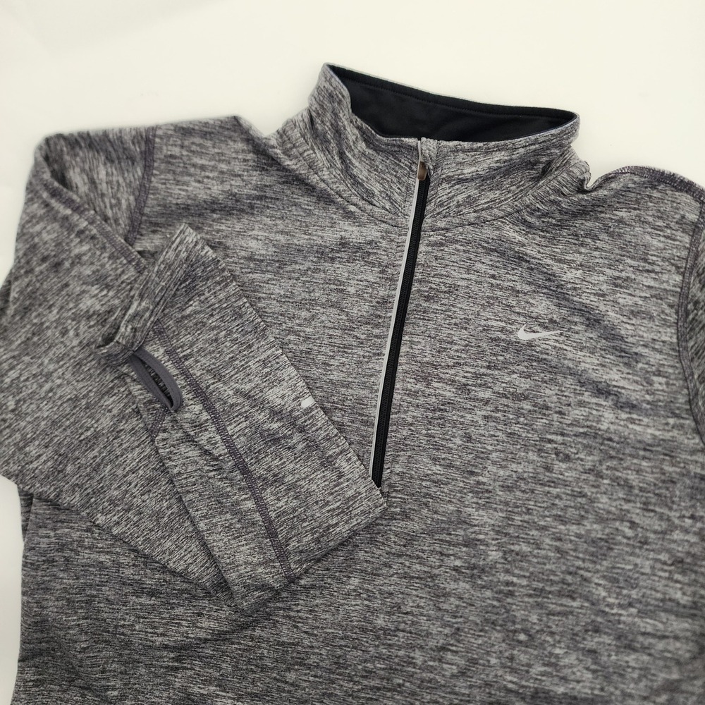 Nike Running Dri-fit gray heathered 1/2 zip pullover shirt mens size XL